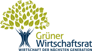 Logo von Grüner Wirtschaftsrat - Baum Icon mit Namen und Slogen „Wirtschaft der nächsten Generation“
